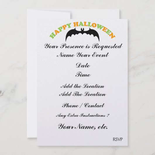 Halloween Elegant Uitnodiging - SRF (Achterkant)