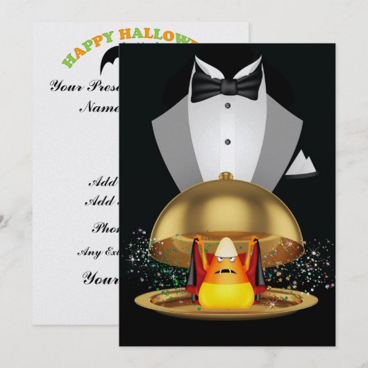 Halloween Elegant Uitnodiging - SRF (Voorkant / Achterkant)