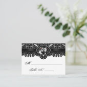 Halloween Elegant Zwart Wit Skelet Plaats Kaarten Plaatskaartje (Staand voorkant)
