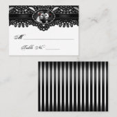 Halloween Elegant Zwart Wit Skelet Plaats Kaarten Plaatskaartje (Voorkant / Achterkant)