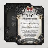 Halloween Elegante Black Roos Reception Back Kaart (Voorkant / Achterkant)