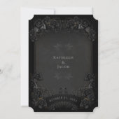 Halloween Elegante Black Roos Wedding Invitation Kaart (Achterkant)