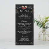 Halloween Elegante Black Roos Wedding Menu (Staand voorkant)