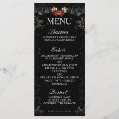 Halloween Elegante Black Roos Wedding Menu (Voorkant)