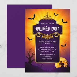 Halloween Elegante Gotische Kostuumfeest Uitnodigi Kaart