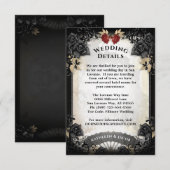 Halloween Elegante Roos Wedding Details Card RSVP Kaartje (Voorkant / Achterkant)