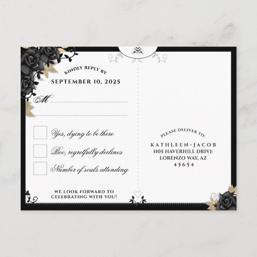 Halloween Elegante RSVP Matching Briefkaart (Achterkant)