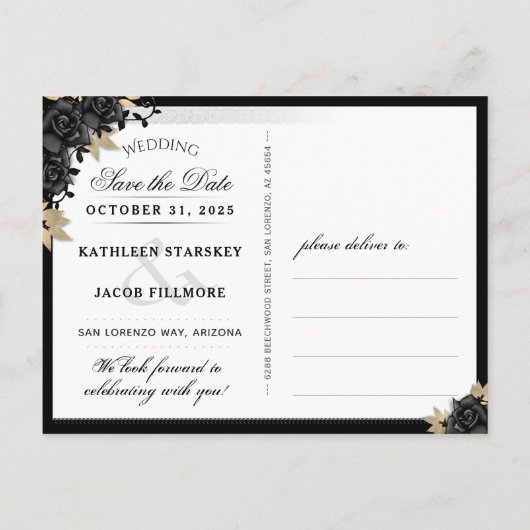 Halloween Elegante Save the Date Briefkaart (Achterkant)