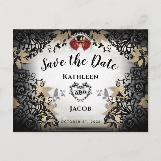 Halloween Elegante Save the Date Briefkaart (Voorkant)