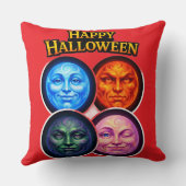 Halloween elemental moon faces, Gothic fantasy squ Kussen (Achterkant)