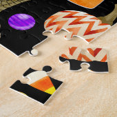 Halloween elementen: pompoenen, schedel, mummie pa legpuzzel (Zijkant)