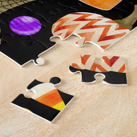 Halloween elementen: pompoenen, schedel, mummie pa legpuzzel (Zijkant)