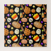 Halloween elementen: pompoenen, schedel, mummie pa legpuzzel (Verticaal)