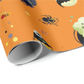 Halloween Elements op Sinaasappel Cadeaupapier (Rol Hoek)