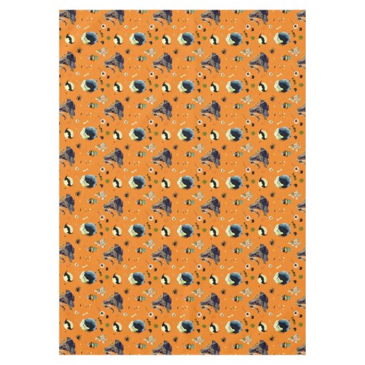 Halloween Elements op Sinaasappel Tafelkleed (Voorkant)