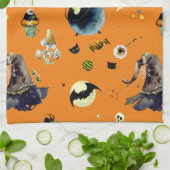 Halloween Elements op Sinaasappel Theedoek (Gevouwen)