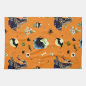 Halloween Elements op Sinaasappel Theedoek (Horizontaal)