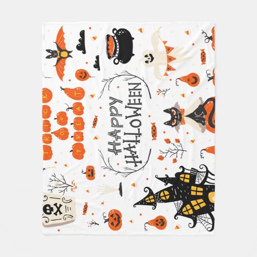 Halloween Elements Set Design Fleece Deken (Voorkant)