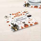 Halloween Elements Set Design Kartonnen Onderzetters (Schuin)