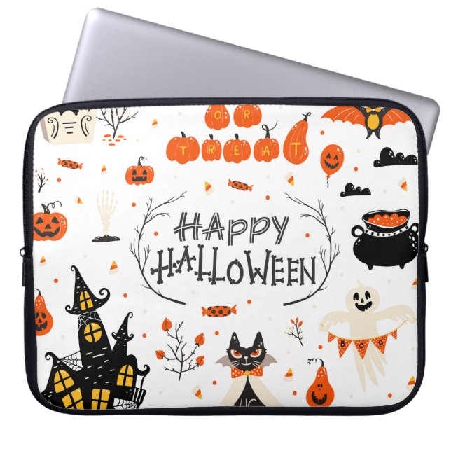 Halloween Elements  Set Design Laptop Sleeve (Voorkant)