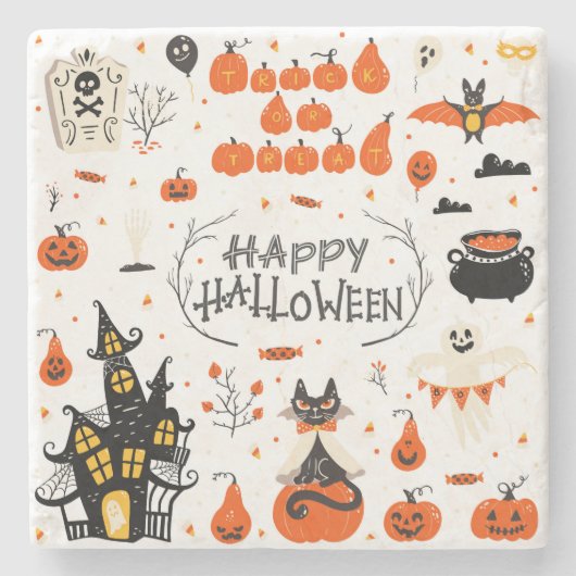 Halloween Elements  Set Design Stenen Onderzetter (Voorkant)