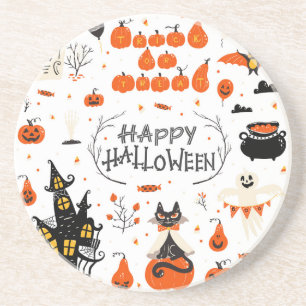 Halloween Elements Set Design Zandsteen Onderzetter