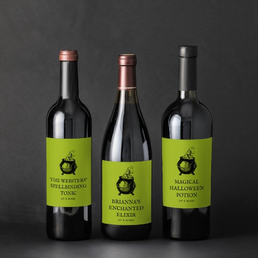 Halloween elixir grappige gepersonaliseerde cauldr wijn etiket