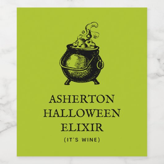 Halloween elixir grappige gepersonaliseerde cauldr wijn etiket (Enkel label)