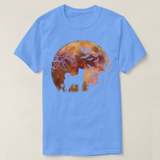 Halloween Elkhound, Graves, Waterverf Moon & Haun T-shirt (Design voorkant)