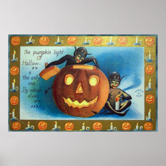 Halloween elves en pomkin  poster (Voorkant)