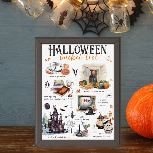Halloween Emmerlijst   Watercolor Illustraties Poster