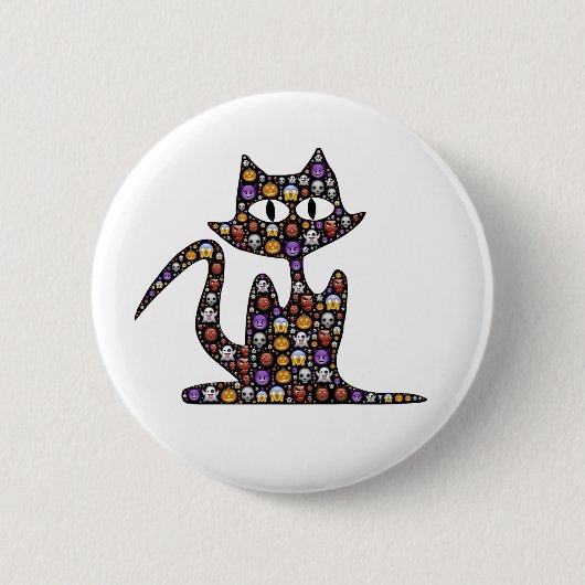 Halloween Emoji Black Cat Ronde Button 5,7 Cm (Voorkant)