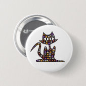 Halloween Emoji Black Cat Ronde Button 5,7 Cm (Voorkant /achterkant)