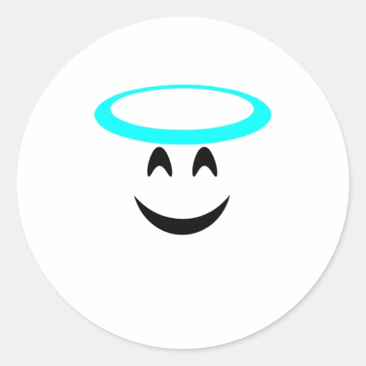 Halloween Emoji Costume Smiling Face Halo Ronde Sticker (Voorkant)