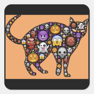 halloween emoji kattestickers vierkante sticker