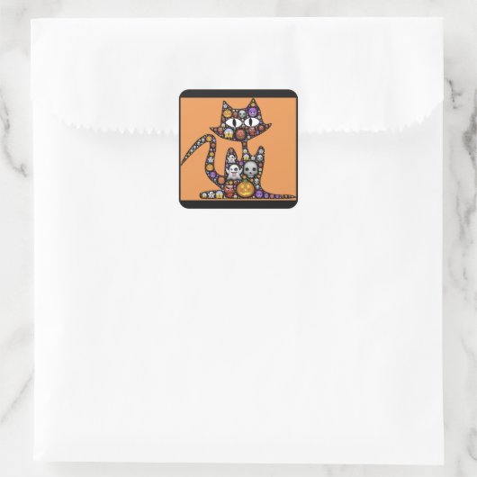 halloween emoji kattestickers vierkante sticker (Tas)