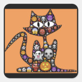 halloween emoji kattestickers vierkante sticker (Voorkant)