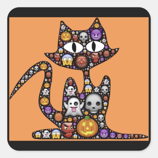halloween emoji kattestickers vierkante sticker (Voorkant)