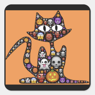 halloween emoji kattestickers vierkante sticker