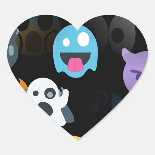halloween emojis hart sticker (Voorkant)