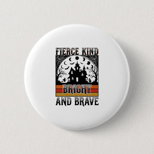 Halloween Empowerment T-shirt Dapper Vintage Hekse Ronde Button 5,7 Cm