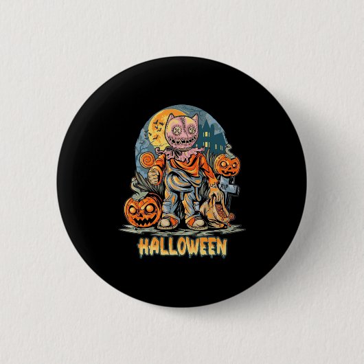 Halloween en Cat Ronde Button 5,7 Cm (Voorkant)