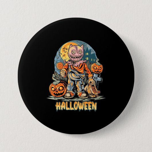Halloween en Cat Ronde Button 7,6 Cm (Voorkant)