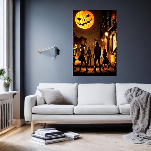 Halloween en een pompoen maan | AI Art Poster