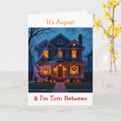 Halloween en halve kerst | Feestdagen Humor Kaart (Gele Bloem)