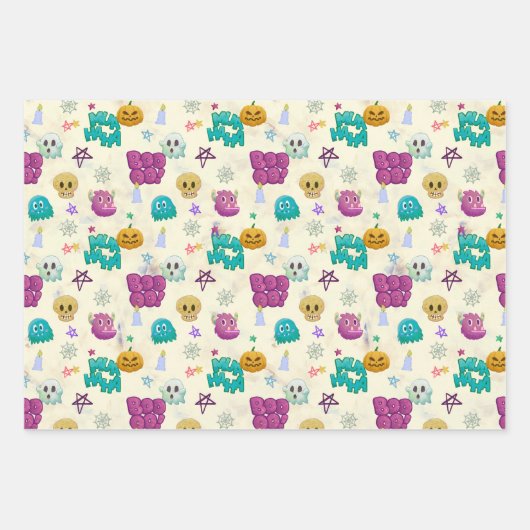 HALLOWEEN EN HERFST CREEPT PATROON INPAKPAPIER VEL (Voorkant 3)