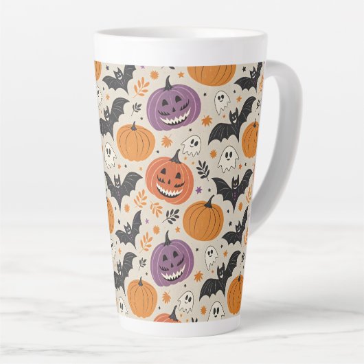 Halloween en herfst patroon latte mok (Rechterhoek)