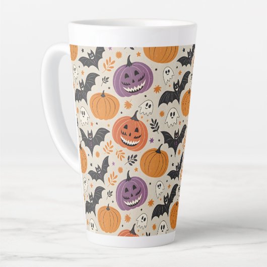 Halloween en herfst patroon latte mok (Linkerhoek)