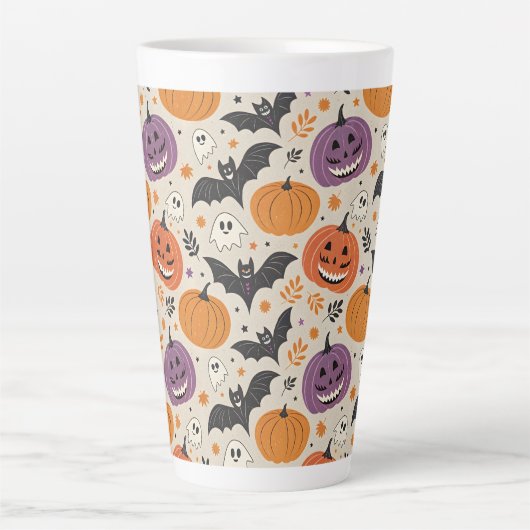Halloween en herfst patroon latte mok (Voorkant)