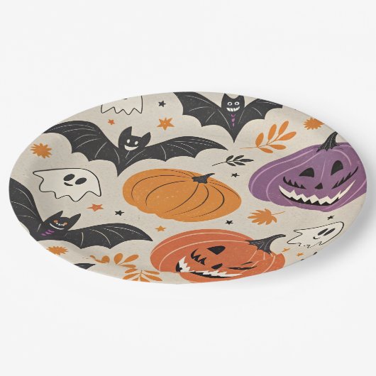 Halloween en herfst patroon papieren bordje (Gekanteld)